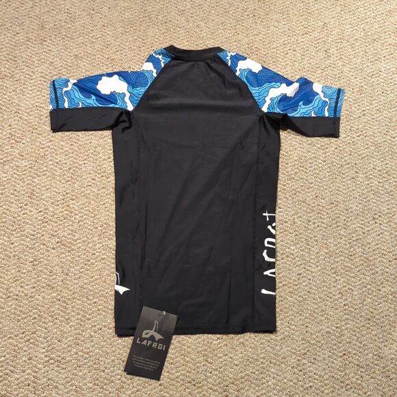 LAFROI Burst Maximum Performance Rash Guard Shirt Mens Small Black Blue - Picture 3 of 6